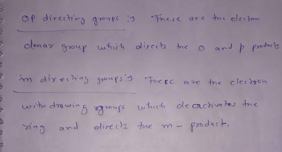 op directing groups is Frese are the elechon donar group which directs the o and þ products. im directing groups. These are t