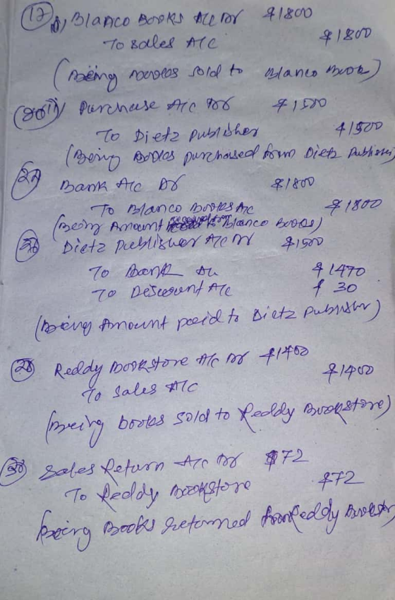 4 1470 (13 To Blanco Books are or 41800 To sales are $1800 (meing nervers sold to Blanco more) (oon Parchase Aich $100 To Die