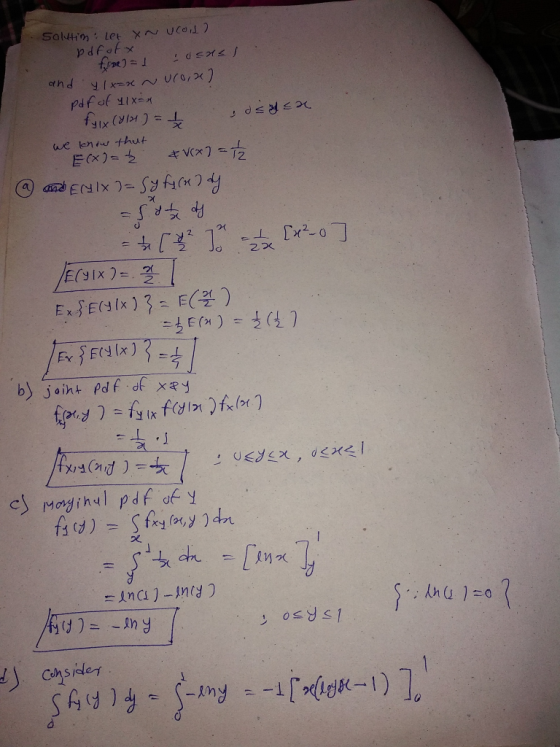 solutim let XNUCoil? pdf otx f = 1 I 09* usus I and yixx Nuro, pdf of 41 x x fylx (y1x) = 1 dsdsan we know that E(x) = &v(x3