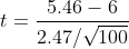 t= 5.46 - 6 2.47/V100