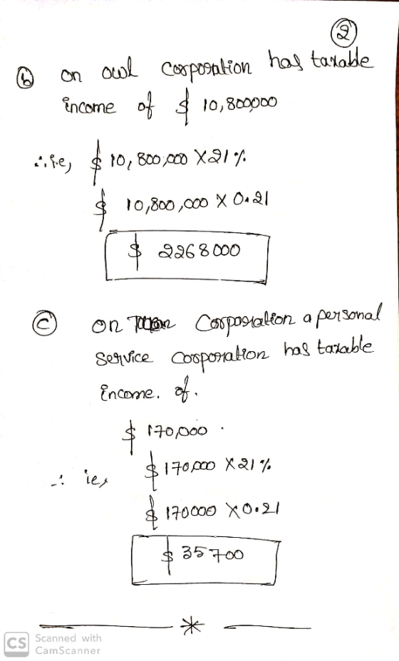 @ on owl coopostation has taxable income of $ 10,800000 wise, $ 70, 800,000 X21%. $ 10,800,000 X Ond1 $ 22680007 on Mobil Cor