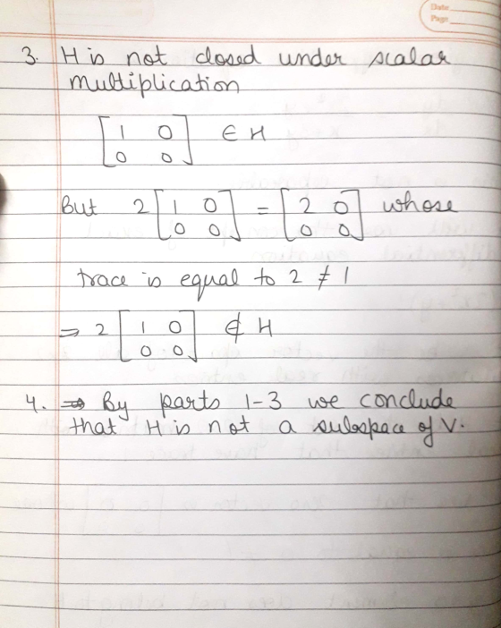 3. His not closed multiplication under scalar o en But alio 12 o whose Lo Lo od Lool trace is equal to 2 & 1 - 2o & H Loofa 4
