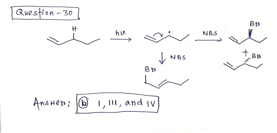 Question - 30 Br H he NBS + - NBS BDO Br Answer: b) 1,111, and iv