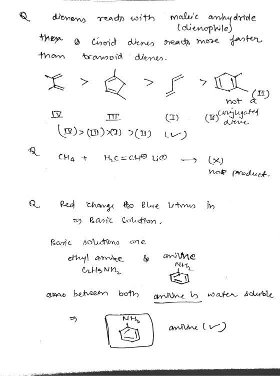 Q dienens reacts with maleic anhydride (dienophile) they o cisoid dienes reacts more faster thom transoid dienes. < > m 0) no