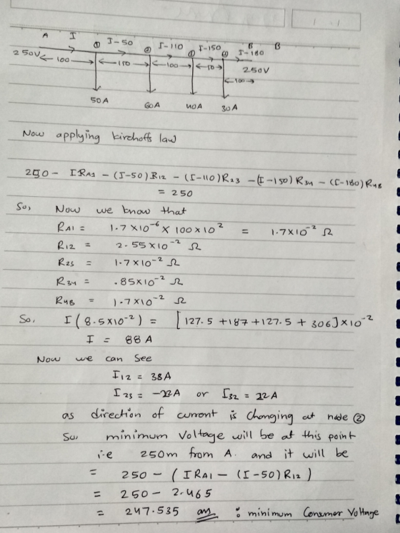 250V 50 A GoA WoA 30A Now apply ing lairehofs lad =250 So Now we bnaw that .7 x102 238S So, r (8-5X10-2) = 1 127.5+47+127.5 +