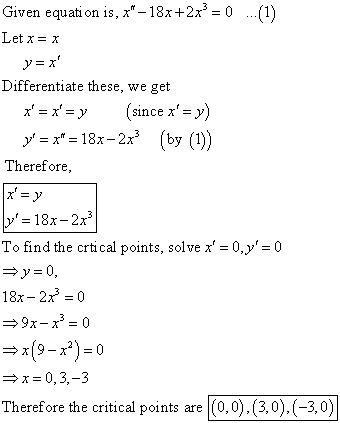 Given equation is, x – 18x+2x = 0 .(1) Let x = x y = x Differentiate these, we get (since x = y) y = x = 18x- 2x (by (1)