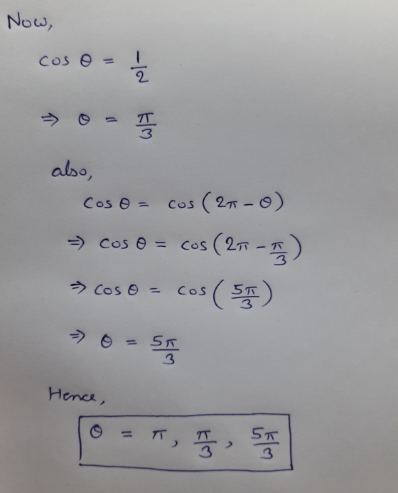 Now, cos o = 2 Klo also, Cos o = cos (270) cos (27 cos o = - = cos o = cos (5) 5T Hence, T, 5T I w/