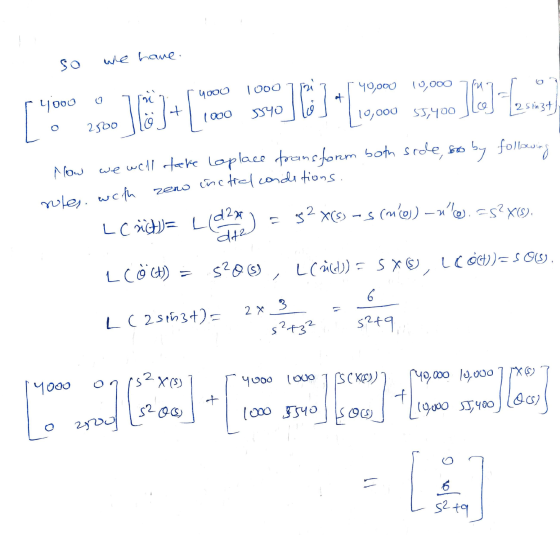 we have. 4000 1000 LC = LG so 40,000 10,000 yooo 10,000 55,400 we will take Laplace transform both side, soo by following unc