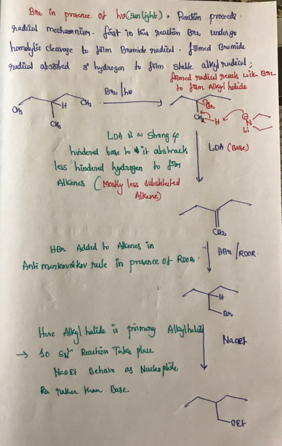 Born in presence of hu (Sunlight) . Reaction proceeds. radical mechanism först in this reaction Bora under go homolybie cleav