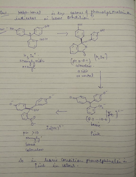 Oui. Help hemat iudicator is the ni hasee colour of phenolphthaleines pohdition OH roh Iboly strongly audic orange (pH 6-8.2)