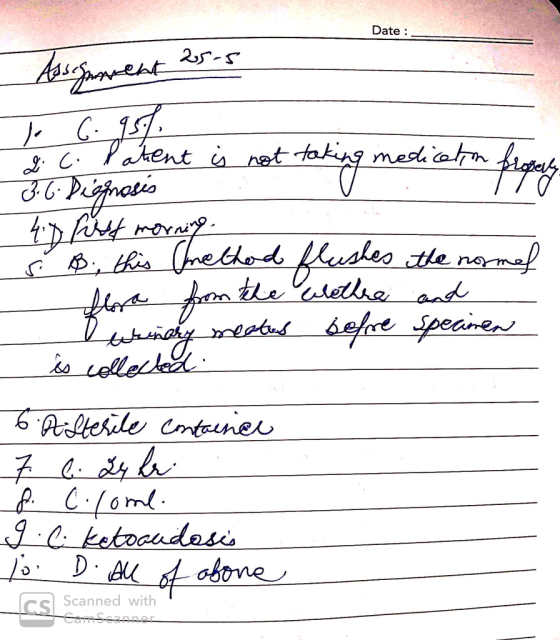Date : Assegment 25-5 to G. 957 9. c. Patent į not taking medication br 36. Diagnosis r ū mencarn plopery - 4:0 ford morning