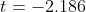 t = -2.186