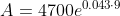 A=4700e^{0.043\cdot 9}