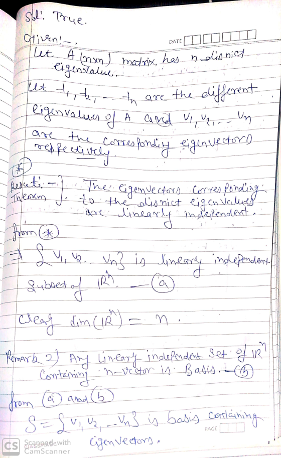 Sol! True. Clinen! - DATE DDID it (nan) modrix has nodionics eigenvalue. ut t, t to are the different Jeigenvalues of A and V