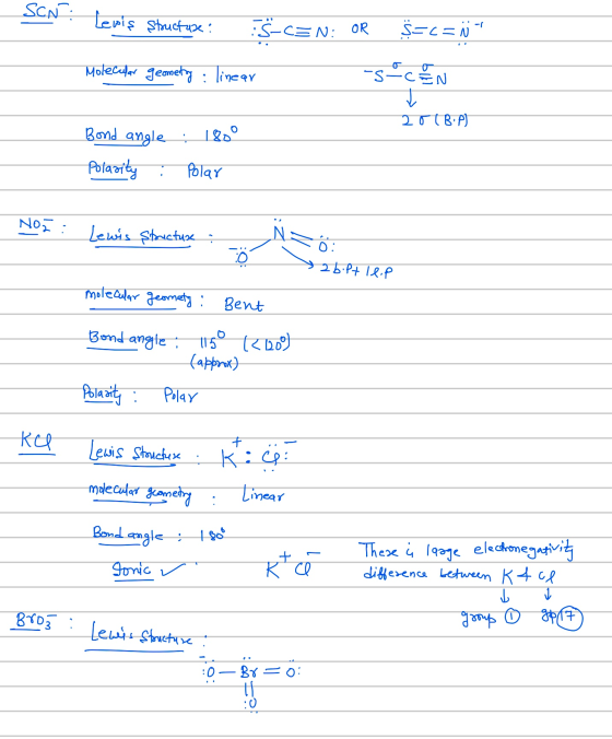 SCN Lewis Structude: iS-CEN: OR S=C= Molecular geometry : linear N 20 (B.P) Bond angle : 180° Polarity : Polar No. : - Lexas