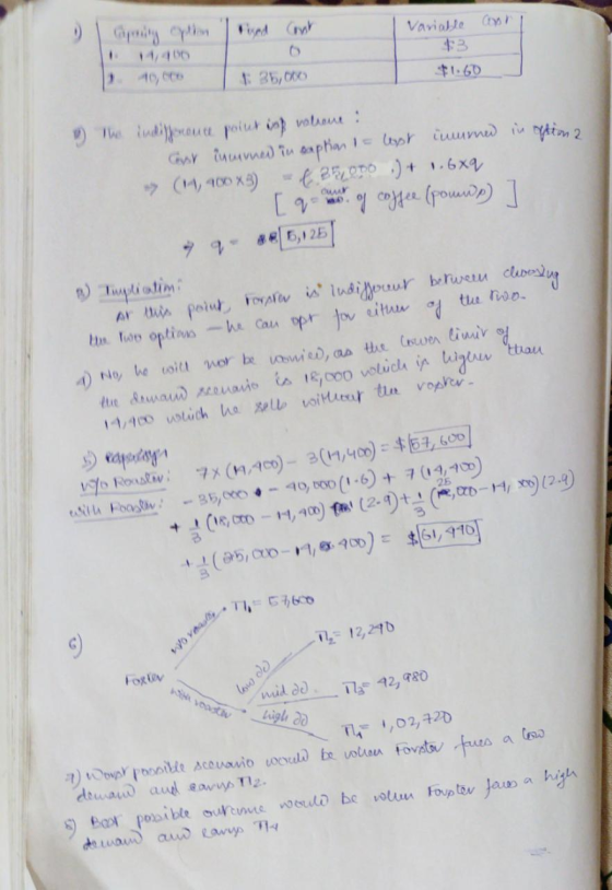 Variable Conti 3 $1.60 16,0 35,000 6) the indifference point is volrone: Cost încurned in caption I lost immrmed in oftion 2