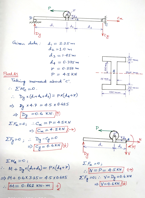 Pe ca Sport d, to de dz IDY \c% 20 mm hamool1 A 200 mm - Given data : d,= 2.25m d2=1.0m d3=1.45m da = 0.375 m o = 0.250 m Par