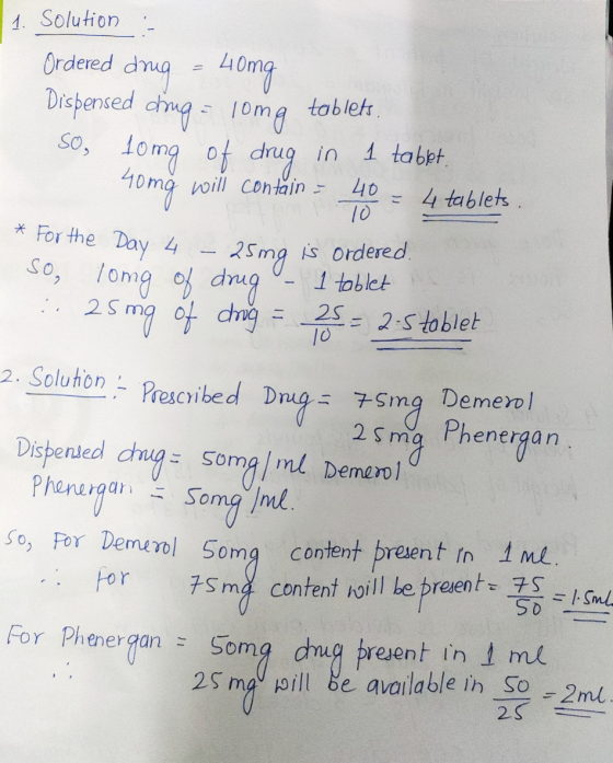 1. Solution cng0mg Ordered drug Dispensed cng 10ma toblet. so, lomg f cdrug will contain 40 1 tabpt in Aomg 4 tablets 10 For
