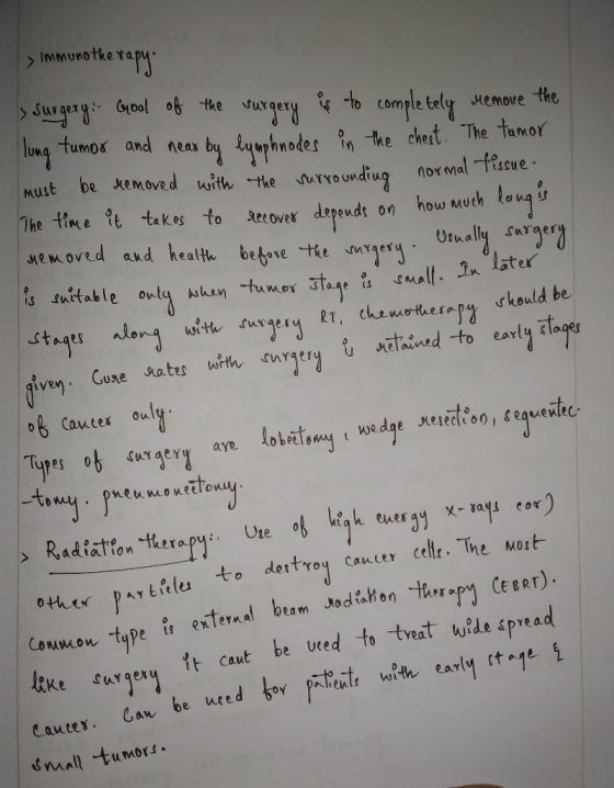 > Immunotherapy surgery. Gool of the surgery is to completely remove the lung tumor and near by lymphnodes in the chest. The