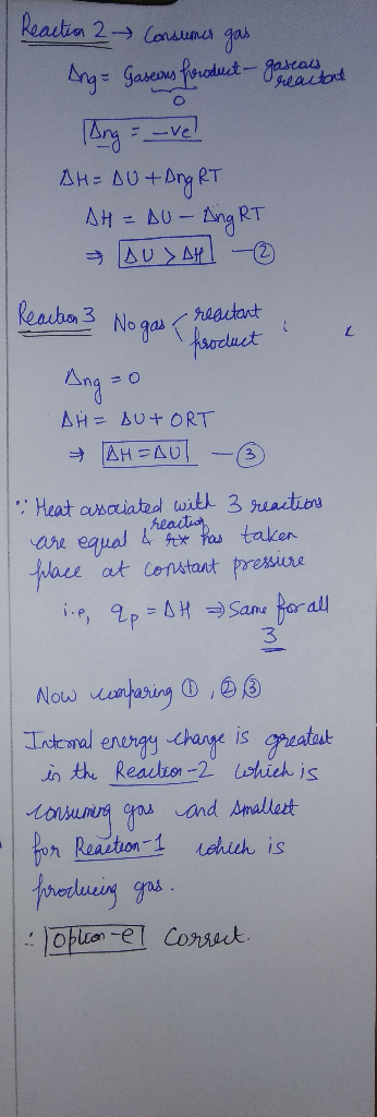 Reauton 2- Cosuns Ang gaseus foratuct- td Fve AHE BU+Dny RT ng RT ΔUΣΔΗ AH Reaubo 3 No gas ratant Aocclact L Ang AH=AU+ORT AH