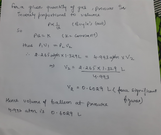 for a given quantity of gas pressure in inversly proportional to volume px 1 (Boyles law) so Ple=k (k = constant) this Piul