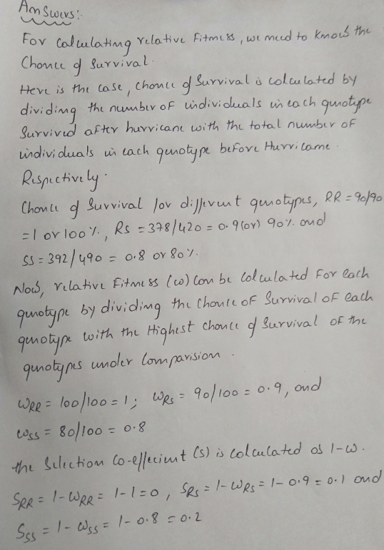Answers: for calculating relative Fitness, we need to know the Chance of survival Here is the case, chance of Survival is col