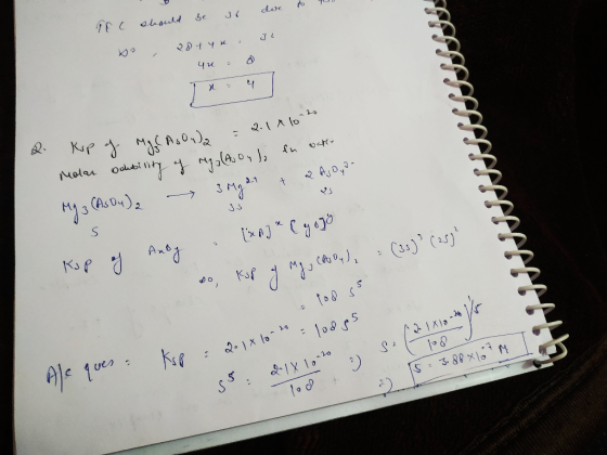 due to TEC should be ar к° , 0 1 чи чи в eo 2 - - Ке на Адо), : 2. 17 Molar solubility of Mya (Ajoyla en wat на 3 (As o4 ), —