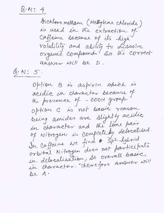 8-N: 4 ichloro melhan (Melylen chlende iusedn extracti caffeine beeauae ef is igh Volalili and abiliy to olsaare Ogani Compon
