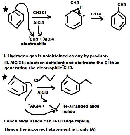 CH3 CH3CI AICI3 CH3 + AICI4 electrophile i. Hydrogen gas is notobtained as any by product. iii. AICI3 is electron deficient a