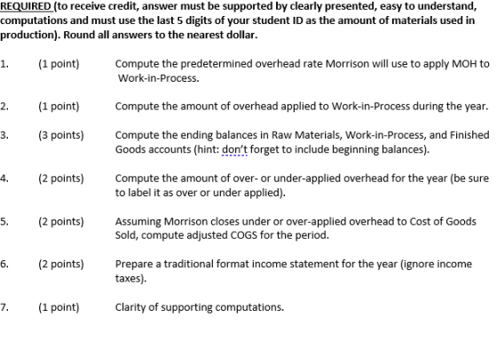 REQUIRED (to receive credit, answer must be supported by clearly presented, easy to understand, computations and must use the