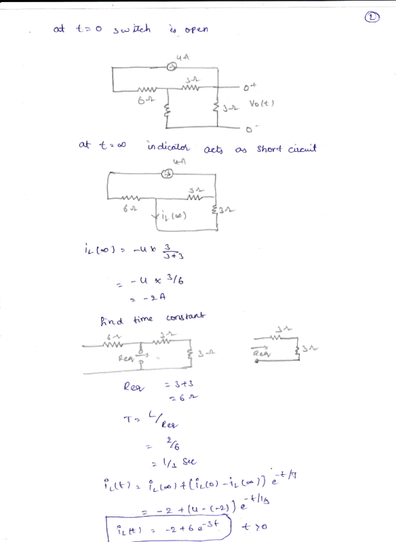 at t=o switch es open 4 A 41 ル1w) nd fime co tan rea 16 Se