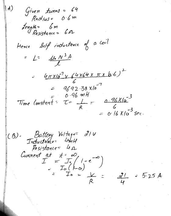 Le Given twins = 64 - Radius= 0.6m length is a man com Hence Self inductence of a coil - LE MONSA 40x66x64X64X3 X 66)2 9692.3