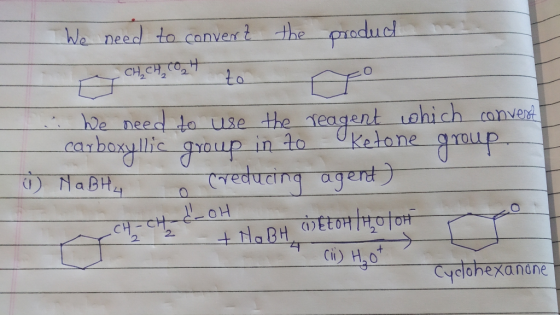 - We need to convert the produd in 404;10,* to c o We need to use the reagent which convert carboxyllic group in to Ketone gr