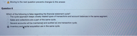 A Moving to the next question prevents changes to this answer. Question 6 Which of the following is false regarding the finan