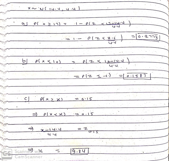 x~inliy,4 yoy) al Pl x311) - 1-P12 312144 2 -C :-1- P1282.51 =1012779| bl pl x & lo) - plz & 10-14.4) 44. =plz I -1.) = 0.158