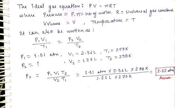 The ideal gas equattou: P V =nRT wwtes, RUnives al wudaut Vrume = V = T Tenфeratue t can alio be writen ae ! P,Vi Рa Vz TI T2