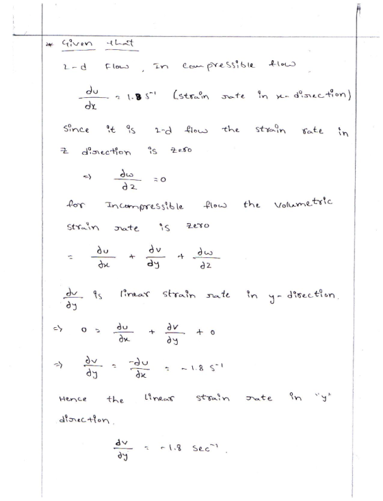 2 1.8S Since 0t d flo the stiain ate 근 d%;ec.tfon。S 2efo tyic cerrpres5% le Strin ate 2. Hence thene.s