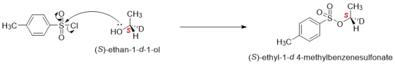 СН3 H3C OFU=0 HOS D H3C (S)-ethan-1-d-1-ol (S)-ethyl-1-0 4-methylbenzenesulfonate