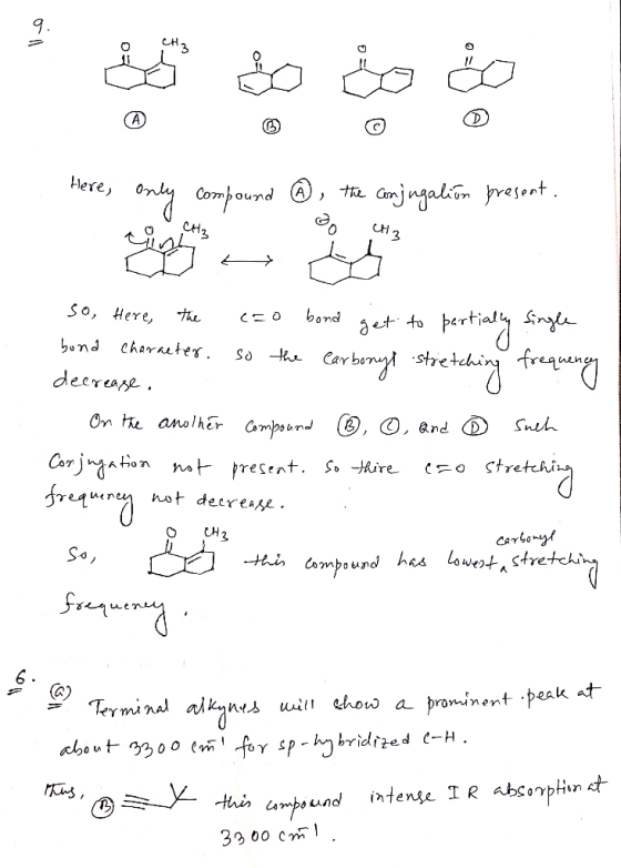 28 30 to 80 Here, only compound ④, the conjugation present. hu so, Here, the cao bond get to partially single bund character,