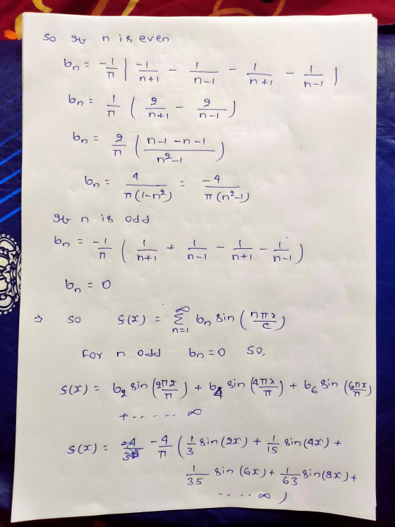 so n is even bo - 4 ht n+1 -- n-1 h) boa 2 -HF ( a ) nal bn = n--n-1 of n21 bo 4 (inn) T (1²1) en is odd bo = ( ㅗㅗㅗ TI nti n-
