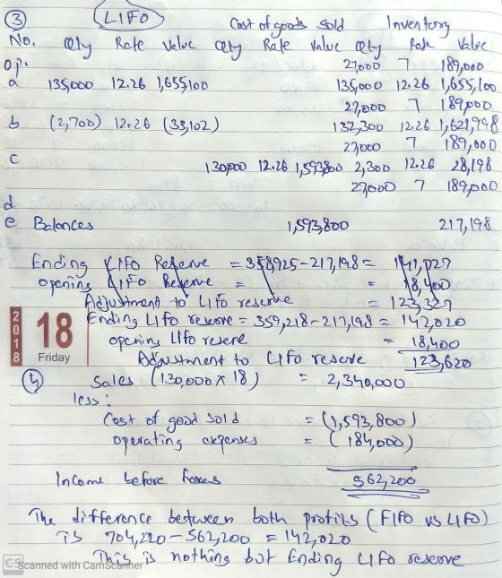 op 이 (LIFO Cast of goods sold Inventory No. aly Role value aly Rale value aty Rose value 27,000 7 189,000 135,000 12.26 1,655