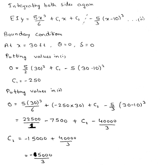T n teroth both sides oqam адам 6 3 Bounday conditio At χ= 30 ft , Putti values in (i) 2. Puthna volues in i 0: 5(30) 3 3 2