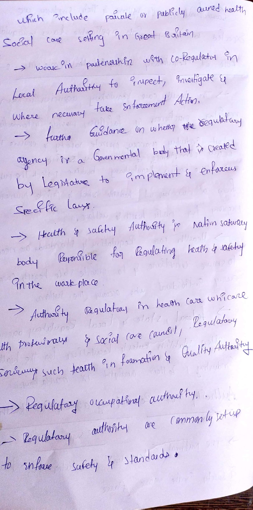 which include paunate or publicly auned health Social care setting in Great Britain – work in partenasher with co-Regulator i
