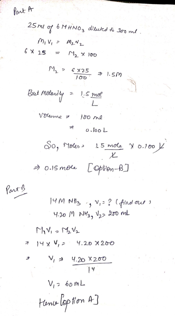 fart A 25 ml 6 MHNO duucd fo Joo ml MI VIM2N M X25 1.5M But mitouy 1.5 mee 2 L Volunme o lo0 L So, Metn 25 mole Y 6.200 epti