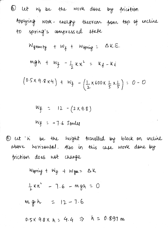 ③ let Wf be the work done Applying work- energy theorem to springs compressed state by from prication top of incline W growi