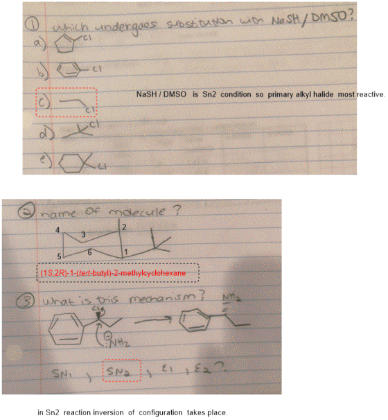 o which undergoes substitution with NASH / DMSO? b) la NaSH 7 DMSO is Sn2 condition so primary alkyl halide most reactive. ③