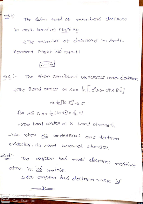 The given total of numbers electron in anotin bonding MOOI NO - The number of clatrons in Anti- Bonding Mogot No =2+2+1 ->0:-