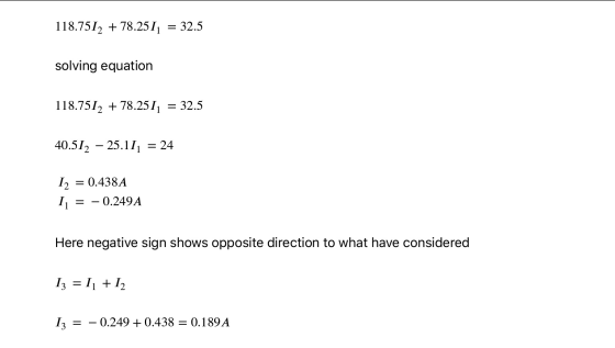 118.7512 + 78.2517 = 32.5 solving equation 118.7512 + 78.2511 = 32.5 40.512 – 25.111 = 24 12 = 0.438A 11 = – 0.249A Here nega