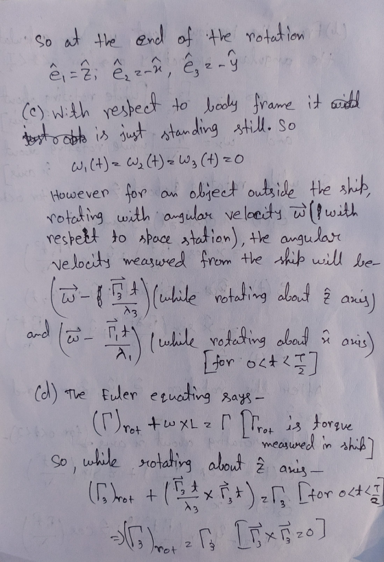 So at the end of the rotation (2) ê= ² ê zû, ê, 2-ý (c). With respect to body frame it with tastrophe is just standing still.