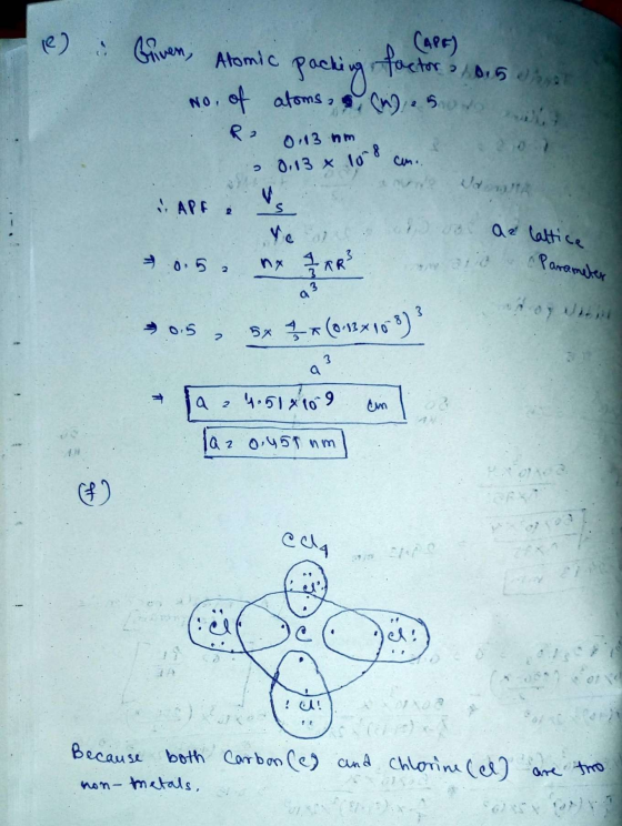a 3 e) u Griven, Atomic No. of atoms, , (h) 5.0 Ra packing, factor? 0.5 0.13 nm 0.13 x 10 -8 con. V APF e so a 2 lattice ve